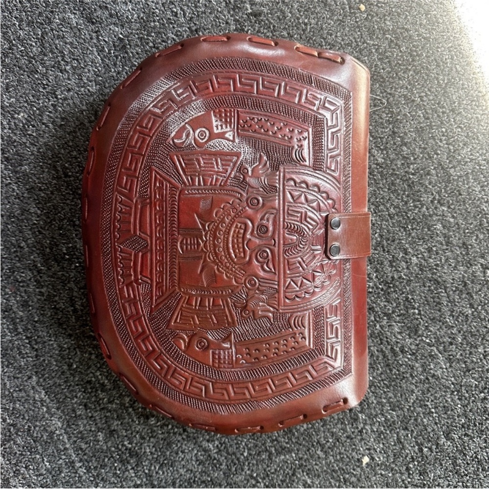 Peruvian Hand-Tooled Brown Leather woman purse